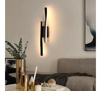 Comely Aplique de Pared Interior LED, 16W Lámpara de pared Moderna 3000K Luz Cálida, Negro Iluminación de Pared in Aluminio para Dormitorio, Sala de Estar, Estudio, Comedor, Pasillo