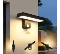 Comely Aplique Pared Exterior con Sensor de Movimiento, 17W Lampara Pared LED Moderna 3000K Blanco Cálido, IP65, Ángulo Ajustable Lámpara Exterior Negra para Jardín, Terraza, Patio