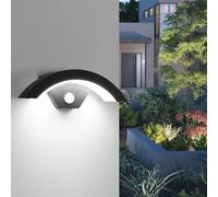 Comely Aplique Pared Exterior con Sensor de Movimiento 24W 6500K | Impermeable IP65 Lámpara de Pared LED Moderno Luz Exterior Pared Negro para Jardín Patio Garaje Calle Terraza