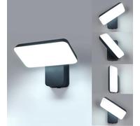 Comely Aplique Pared Exterior LED, 16W IP65 Resistente lampara Exterior Pared Agua 350° Giratoria Moderna Luces LED Exterior para Jardines, Terraza, Baño, Negro, Luz Blanca Fría 6500K, Control Interru