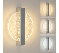 Comely Aplique Pared Interior 3000k/4500k/6500k Tricolor, Plata 12W 1500LM Lampara Pared LED, Apliques LED para Dormitorio Estar Pasillo Escaleras