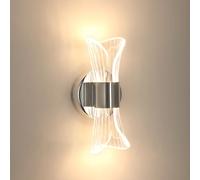 Comely Aplique Pared Interior LED, 12W 1350LM Moderna Lámpara de Pared Cromo, Temperatura de Color Regulable, Aplique de Luz Interior para Sala de Estar Dormitorio Escaleras Pasillo, 3000K/4500K/6500K