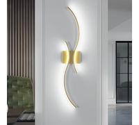 Comely Aplique Pared Interior LED, 27W 3075LM Creativo Lineal Lámpara de Pared Moderno, Dorado Luz de Pared de Aluminio para Dormitorio Salón Comedor Pasillo, Luz Blanca 6500K