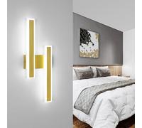Comely Aplique Pared Interior LED, 32W Lampada da Parete Moderna in Alluminio Dorato, 6500K Luce Bianca Iluminación de Interior para Dormitorio, Sala de Estar, Escaleras, Pasillo, L46CM