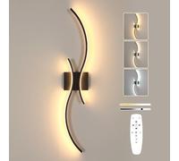 Comely Aplique Pared Interior Regulable, 32W Lampara de Pared LED Moderna con Mando a Distancia, 3000K-6500K, 80CM Aplique Negro Pared Dormitorio Salon Comedor Pasillo