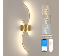 Comely Aplique Pared Interior Regulable, 32W Lampara de Pared LED Moderna con Mando a Distancia, Apliques de Interior para Sala de Estar Pasillo Escaleras Dormitorio, 80CM Cobre