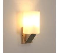 Comely Apliques de Interior Madera, Lámpara de Pared Vintage E14 con Pantalla de Vidrio, Luz de Pared para Sala de Estar, Dormitorio, Pasillo, Escalera