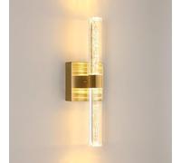 Comely Apliques de Pared Interior LED, Moderno Lámpara de Pared de Acrílica Giratorio 360°, 3000K Luz Cálida Aplique de Pared Dorado para Dormitorio, Salón, Comedor, Pasillo, Escalera