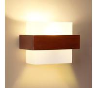Comely Apliques de Pared Vintage Madera, Lámpara de Pared Interior E27, Creativo Cuadrado Luz de Pared de Cristal para Dormitorio, Salón, Pasillo, Cocina, Café (Marrón)