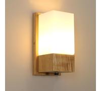 Comely Apliques Pared Interior Madera, Lámpara de Pared E27 Vintage con Pantalla de Vidrio para Sala de Estar, Dormitorio, Pasillo, Escalera