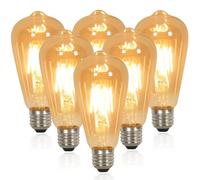 Comely Bombillas de filamento led ST64 6 × E27 4W (medida 3.1W) vidrio ámbar 3000K blanco cálido paquete de 6 - estilo vintage para la decoración del café de la sala de estar