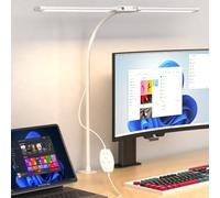 Comely Flexo LED Escritorio 1800LM, Lámpara de Mesa Regulable con Pinza, 5 Temperaturas de Color y 10 Niveles de Brillo Ajustables, para Lectura, Oficina y Estudio, Blanco