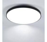 Comely Lampada da soffitto LED rotonda, IP44 impermeabile, 24W 6500K bianco freddo, Nero, CRI 80, plafoniera LED piatta per bagno, cucina, balcone, corridoio, camera da letto,27 * 4cm