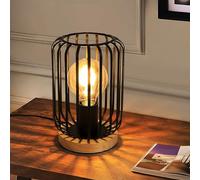 Comely Lámpara de Mesa Vintage, Lámpara de Noche E27 con Base de Madera