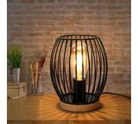 Comely Lámpara de Mesita de Noche, Negro Lámpara de Mesa E27 de Metal Estilo Jaula con Interruptor, Luz de Noche con Iluminación Decorativa para Salón, Dormitorio, Máx 60 W
