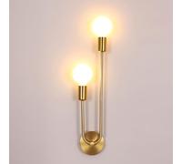 Comely Lampara de Pared Interior, Brazo de Lámpara Ajustable Dorado, 2 Luces E27 Apliques de Pared Interior Vintage Industrial Para Dormitorio, Salón, Comedor, Cocina