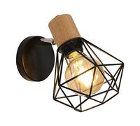 Comely Lámpara de Pared Interior, Negro E27 Apliques de Pared Vintage en Metal, Giratorio 360° Apliques E27 para Dormitorio, Comedor, Pasillo y Salon (Sin Bombilla)