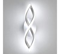 Comely Lámpara de Pared LED, 16W 1800LM Aplique de Interior Moderna, Diseño de Curvas Iluminación de para Lámpara de Baño, Salón, Dormitorio, Escalera, Pasillo, Blanco frío 6500K