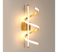 Comely Lámpara de Pared LED Interior, Aplique de Pared Moderna 26W 2925LM, Luz de Pared con Diseño Espiral Creativo para Dormitorio Salon Comedor, 3000K Blanco Cálido (Dorado)