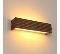 Comely Lámpara de Pared LED Moderna, 18W 2025LM 3000K Aplique Pared Interior de Madera, Luz de Interior para Dormitorio Salón Comedor Pasillo, Marrón