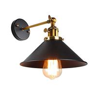 Comely Lámpara de Pared Vintage, Ajustable E27 Apliques Pared Rusticos, Iluminación de Pared Interior para Dormitorio, Sala de Estar, Cocina, Restaurante, Cafe, Negro