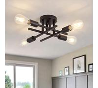Comely Lámpara de Techo Industriale, 4 Luces E27 Vintage Lámpara Colgante de Techo, Plafon Techo Moderno Negro para Salón, Estudio, Dormitorio, Cocina y Comedor