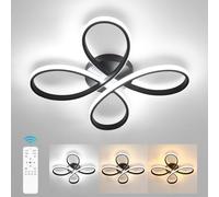 Comely Lámpara de Techo LED Regulable Moderna, 40W 4500LM 40cm 3000K-6500K Luz, Plafon LED Techo Forma Flor con Control Remoto para Dormitorio, Salon, Negro