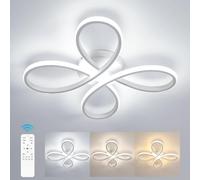 Comely Lámpara de Techo LED Regulable Moderna, 40W 4500LM 40cm 3000K-6500K Luz, Plafon LED Techo Forma Flor con Control Remoto para Dormitorio, Salon, Blanco