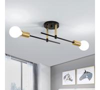 Comely Lampara De techo Retro Industrial, Negro Plafon Techo Moderno Sputnik E27 de 2 Luces, Lámpara de Araña Vintage para Salón, Dormitorio, Comedor, Cocina
