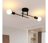 Comely Lámpara de Techo Vintage, 2 Luces E27 Plafon Techo Sputnik Industrial, Moderna Lámpara de Araña de Metal Negro para Dormitorio, Sala de Estar, Pasillo, Cocina
