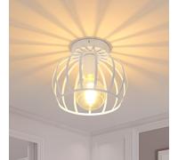 Comely Lámpara de Techo Vintage E27, Blanco Lámparas Colgante Diseño de Jaula Metálica, Industrial Iluminación de Techo Para Sala de Estar, Cocina, Dormitorio, Pasillo