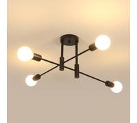 Comely Lampara de Techo Vintage Industrial, 4 Luces E27 Lámpara de Araña Sputnik, Luz de techo Moderno para Salón Dormitorio Comedor Cocina, Negro (Sin Bombilla)