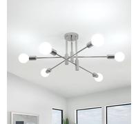 Comely Lámparas de Araña Industrial E27, Lámpara Techo Vintage de 6 Luces, Lampara Colgante Moderne en Métal Forme Ajustable para Salón Dormitorio Cocina Comedor, Cromo