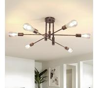 Comely Lamparas de Techo Industrial, E27 Lámpara Araña Techo Vintage con Ángulo Ajustable 180°, Plafon Sputnik de Metal 6 Luces para Salon Dormitorio Cocina Pasillo, Bronce, Diá 72 cm