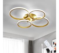 Comely Lamparas de Techo Moderno 36 W, Plafon LED Techo Regulable con Mando a Distáncia, Luz de Techo Redonda Para Salón Dormitorio Cocina Habitación (69 * 58 * 9 CM), Dorado