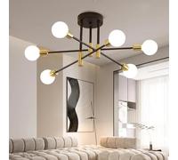 Comely Lamparas de Techo Vintage, Ø72CM Negro Plafon Techo Bombilla E27 de 6 Luces, ángulo Orientable 180° Lámpara de Araña Industrial Moderna para Salón, Dormitorio, Comedor, Cocina
