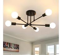 Comely Lamparas de Techo Vintage, Cromo Ángulo Ajustable 180° E27 Plafon de Techo, 6 Luces Retro Sputnik Colgante Metal para Dormitorio, Cocina, Pasillo