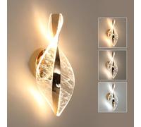 Comely Lámparas LED de Pared 3 Temperatura de Color 3000K/4500K/6500K, Oro 12W 2000LM Moderno Aplique Pared Interior Creativo para Dormitorio Salon Pasillo