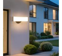 Comely Luz de pared exterior, negro, 17W, IP65, impermeable, 3000K, luz cálida - luz LED moderna para jardín, terraza, entrada, fachada, 30 x 12 x 11cm, 220V