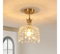 Comely Mini Lámpara de Techo de Cristal, Lámpara de Araña Moderna con Casquillo E27, Elegante Lámpara Pasillo Techo Dorada para Dormitorio Comedor Escalera Entrada