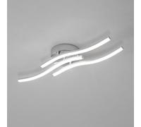 Comely Moderna lámpara de techo, 18 W, 2000 lm, diseño de ondas, luz blanca fría, 6500 K, plateada, LED, para salón, dormitorio, comedor