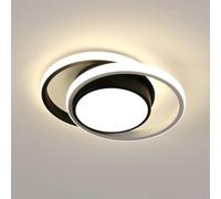 Comely Lámpara de Techo LED Moderna, 32W 3600LM Plafon LED Techo, Redondo Luz de Techo del Para Corredor Cocina Sala de Estar Dormitorio Pasillo, Luz Natural 4500K, Negro, Diámetro 28cm