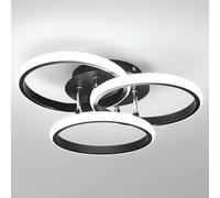 Comely Plafón LED Redondo 40 cm, 40 W 4500 LM, Lámpara de Techo Negra Luz Blanca Fría 6500 K, Diseño Moderno para Salón, Cocina y Baño