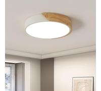 Comely Plafón LED Techo 30 W 3300 LM Lámpara de Techo LED Moderno Luz Natural 4500 K, Plafon de Techo Madera Redondo Blanco para Salon Dormitorio Cocina Pasillo