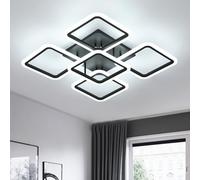 Comely Plafon LED Techo, Blanco 70W 7000LM Cuadrado Simple 5 cabezas Plafones de Techo Modernas in Acrílico, Lamparas de Techo LED para Salón, Dormitorio, Blanco Frío 6500K, Negro