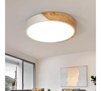 Comely Plafon LED Techo Madera, 30 W Blanco Cálido 3000 K Lámpara de Techo Modernas, Blanco Plafón LED Techo 30 CM Redondo para Cocina Salon Comedor Dormitorio Pasillo Habitación