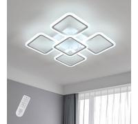 Comely Plafon LED Techo Regulable, Blanco 5 Cuadrados 57W Lampara Techo Moderna con Mando a Distancia 3000K-6500K, Luz de Techo para Dormitorio Salon Cocina Comedor Pasillo