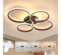 Comely Plafon LED Techo Regulable con Mando a Distancia, Lámpara de techo Redonda Negra 39W 4387LM 3000K-6500K, Moderno Luz de Techo Acrílico para Dormitorio Salon Cocina
