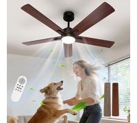 Comely Ventilador de Techo con Luz, DC 132 cm, 3 Temperaturas de Color, Ventilador Techo con 6 Velocidades, Ventilador de Techo Luminoso Función Verano/Invierno para Dormitorio, Nogal