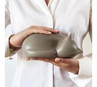 Comemori urna funeraria en forma de gato durmiendo, color marrón claro (beige, arena)